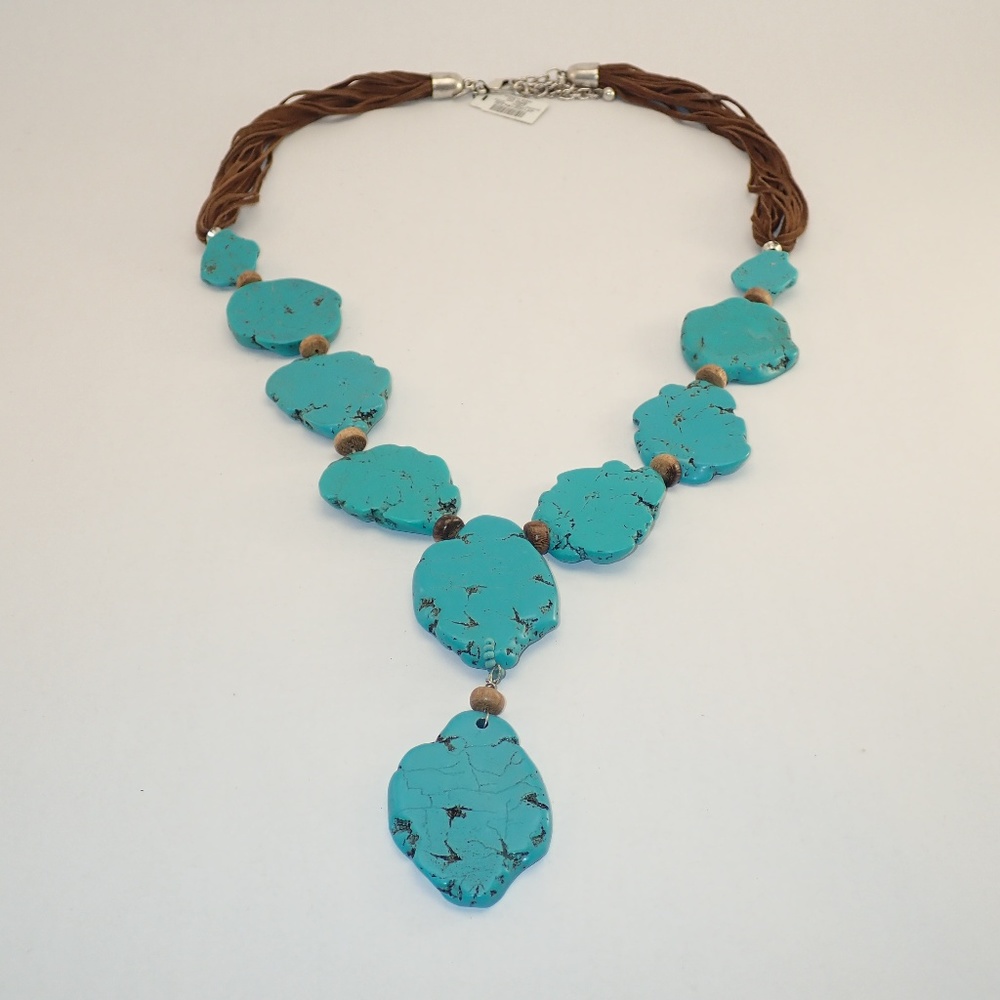 Chico's Turquoise Style leather Pendant Necklace